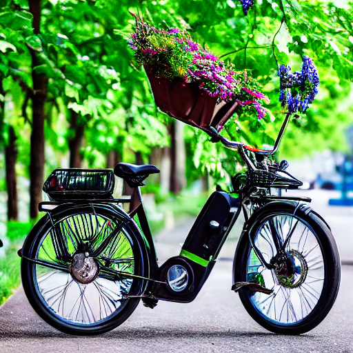 201_A motorized bicycle covered with greens and beans..png